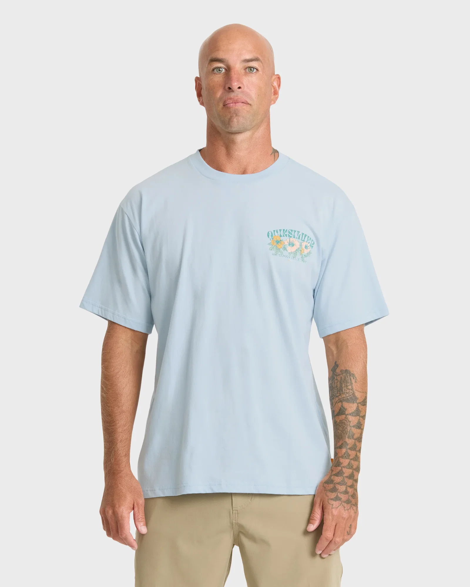 Image of Waterman Las Flores Sueded Short Sleeve T-Shirt - Skyway