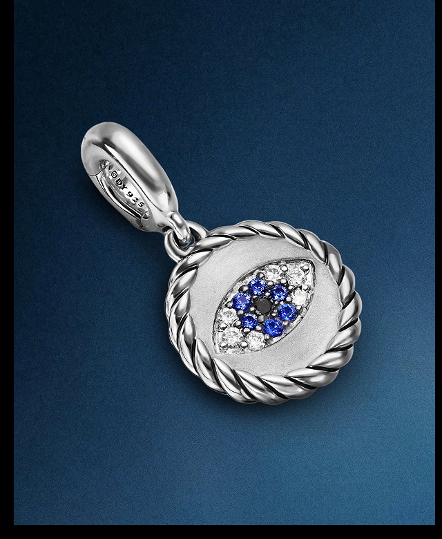 Evil Eye AmuletSterling Silver with Pavé Blue Sapphires and Diamonds, 12.6mm