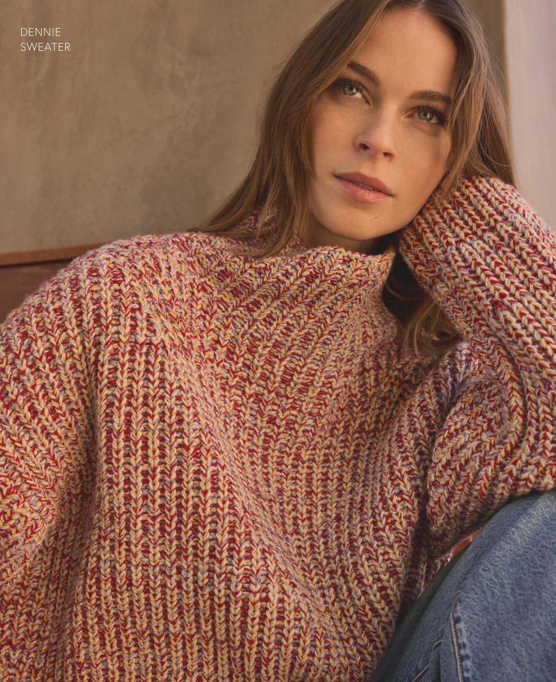 Image of model wearing Dennie Sweater in Multi.