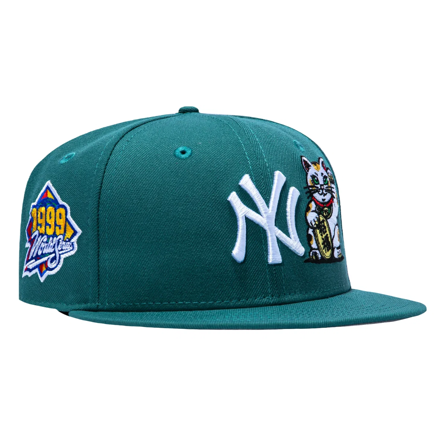 Image of New Era 59Fifty New York Yankees 1999 World Series Patch Lucky Cat Hat - Green