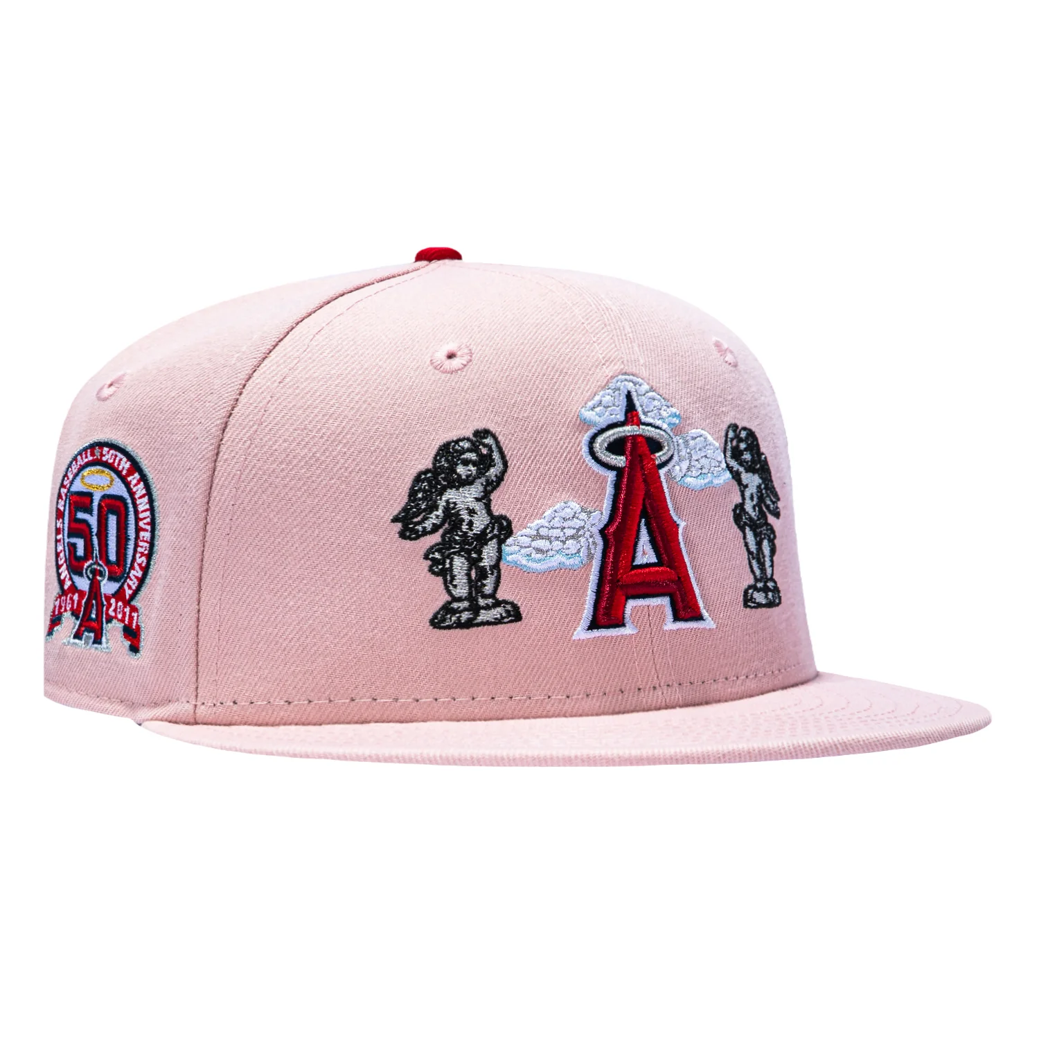 Image of New Era 59Fifty Los Angeles Angels 50th Anniversary Patch Cherub Hat - Pink