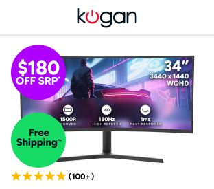 Kogan Infinity 34" Curved Ultrawide WQHD 180Hz Freesync Gaming Monitor Product Image