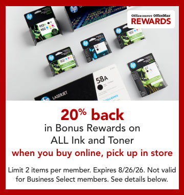 20% back in bonus rewards on all ink and toner