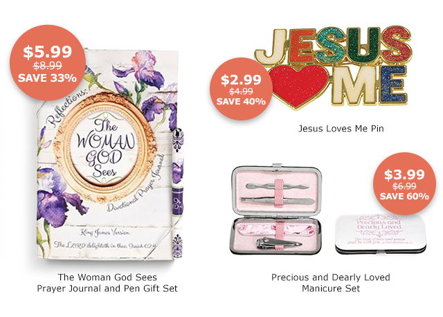 The Woman God Sees Prayer Journal and Pen Gift Set | Jesus Loves Me Pin | Precious and Dearly Loved Manicure Set