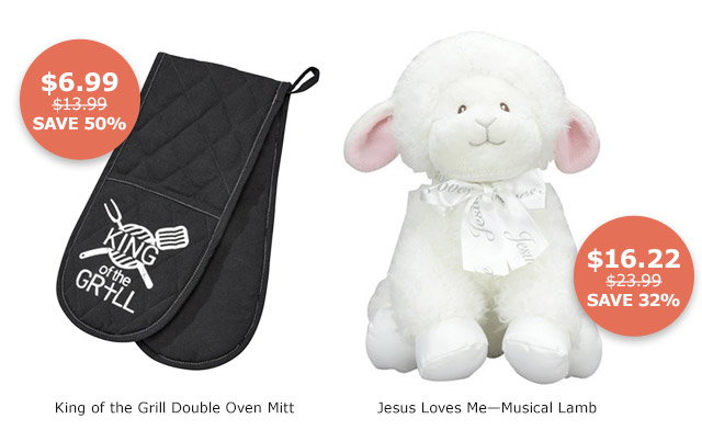 King of the Grill Double Oven Mitt | Jesus Loves Me—Musical Lamb