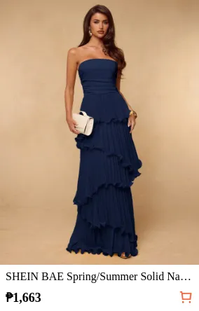 SHEIN BAE Spring/Summer Solid Navy...