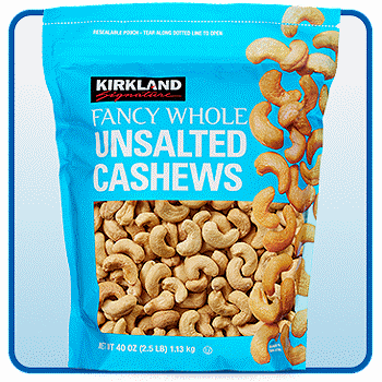 Kirkland Signature Fancy Whole Cashews, Unsalted, 2.5 lbs