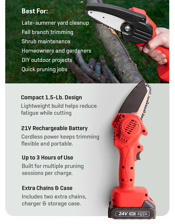 Small saw. Mighty cleanup. Get 22% off this capable outdoor helper.