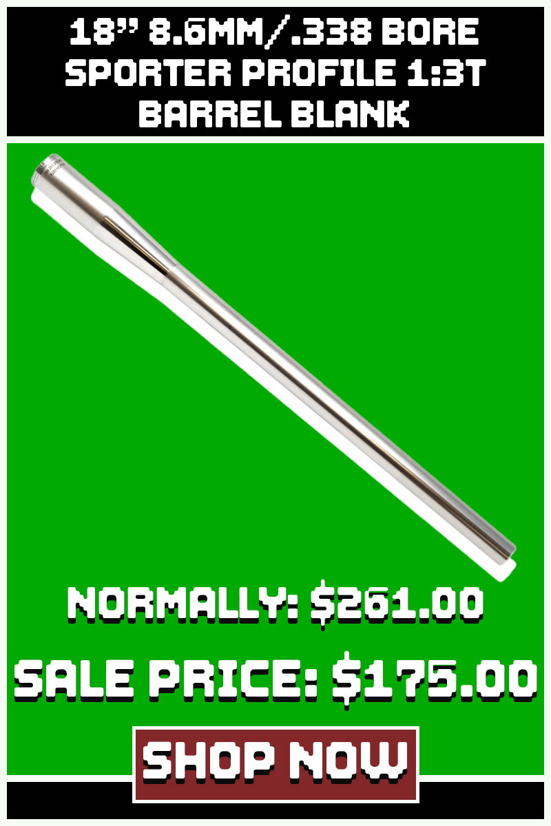 FAXON 18 8.6MM/.338 BORE MEDIUM SPORTER PROFILE 1:3T BARREL BLANK