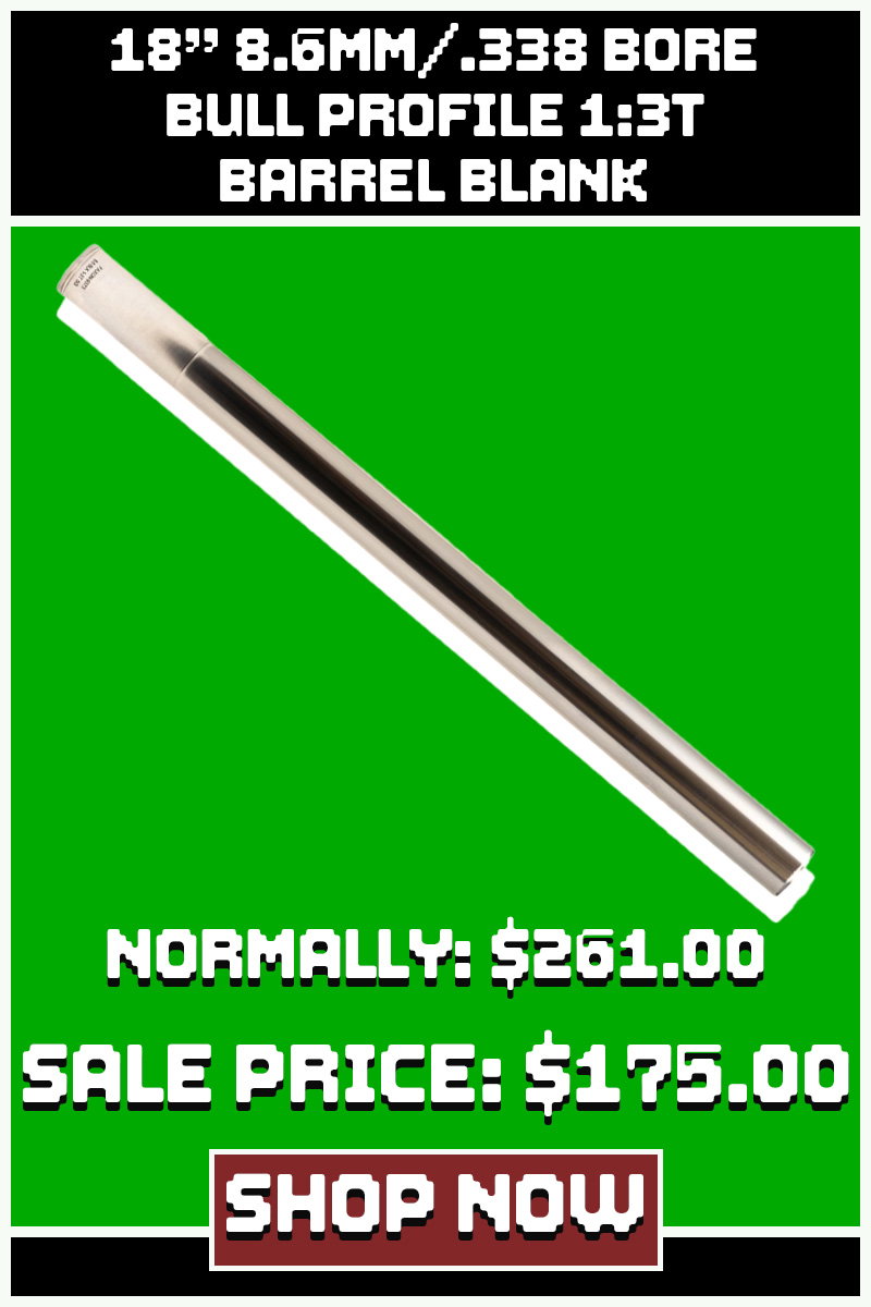 FAXON 18 8.6MM/.338 BORE BULL PROFILE 1:3T BARREL BLANK