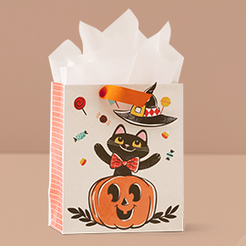 Gift bag with fun Halloween icons.