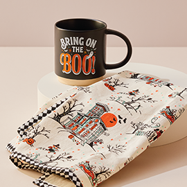 Halloween mug and tea towel.