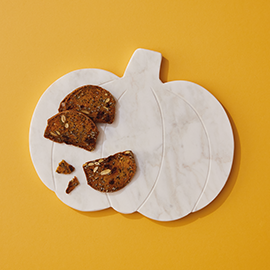 Pumpkin-shaped serving board.