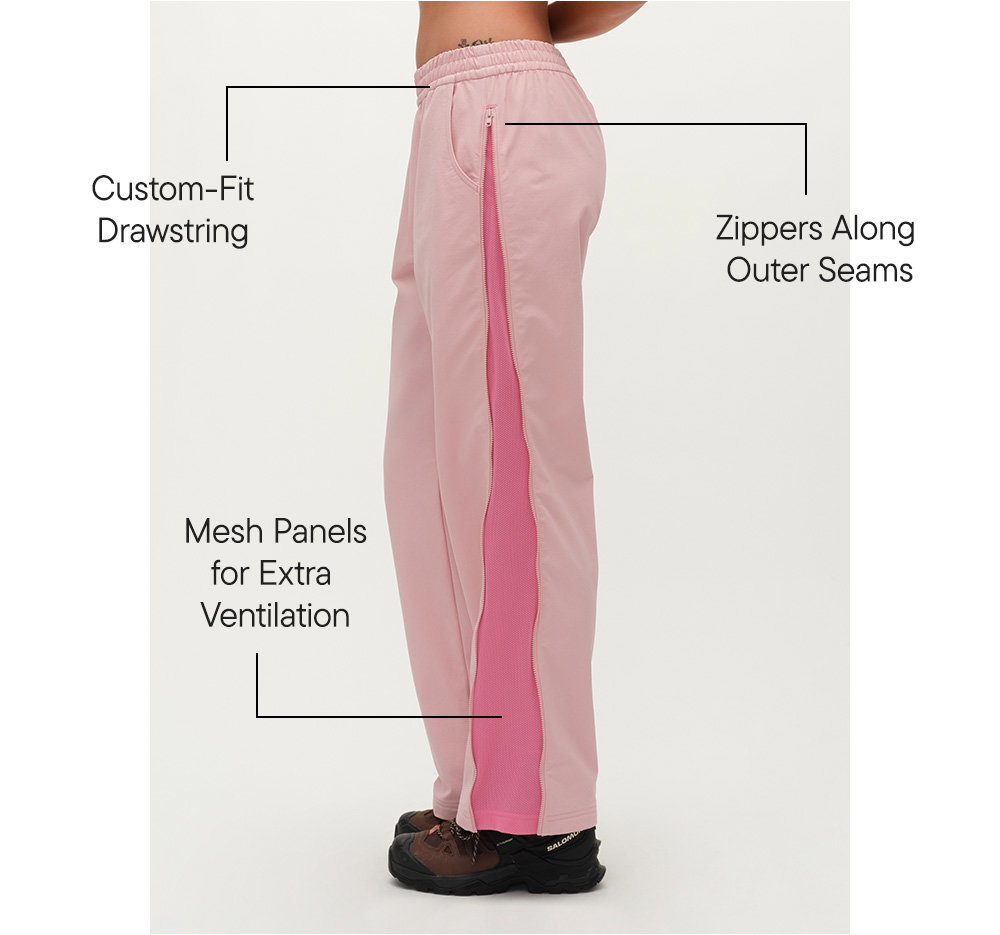 Custom-Fit Drawstring​  Zippers Along Outer Seams​  Mesh Panels for Extra Ventilation​