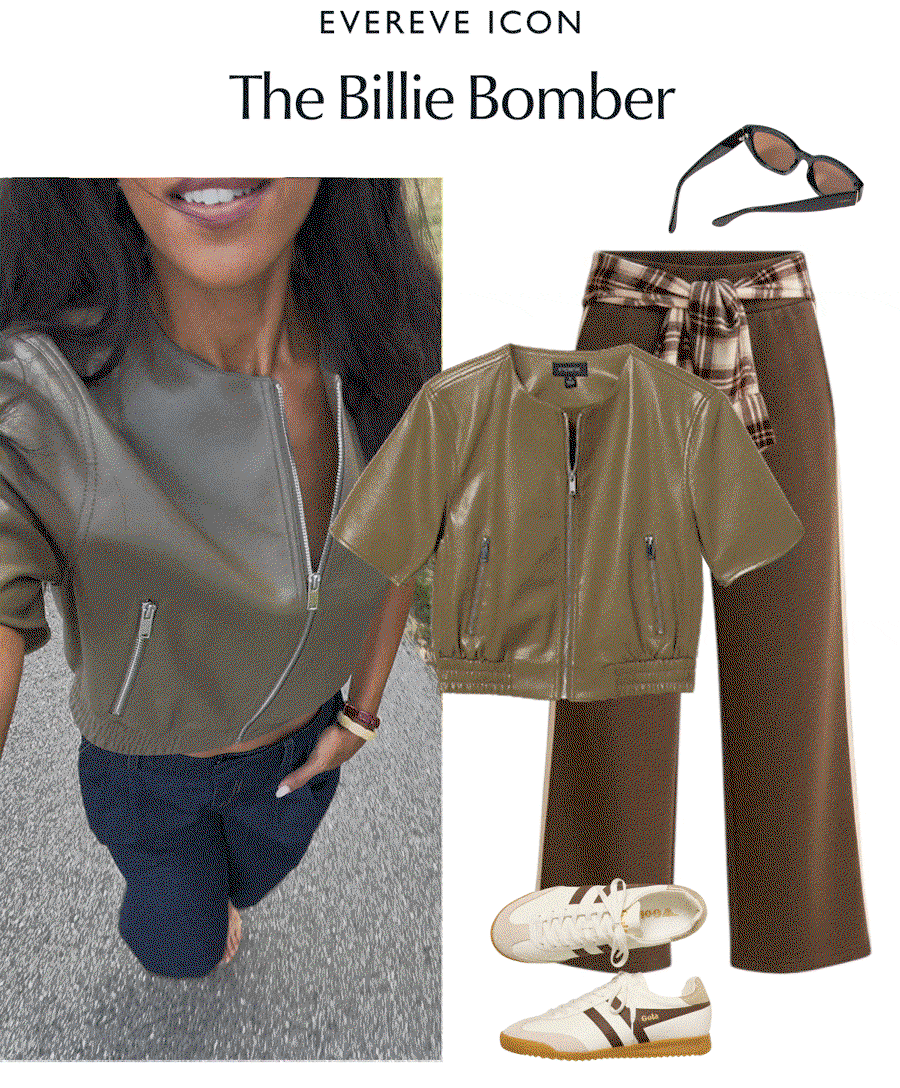 EVEREVE Icon, The Billie Bomber fashion. Video of model walking wearing Billie Bomber.