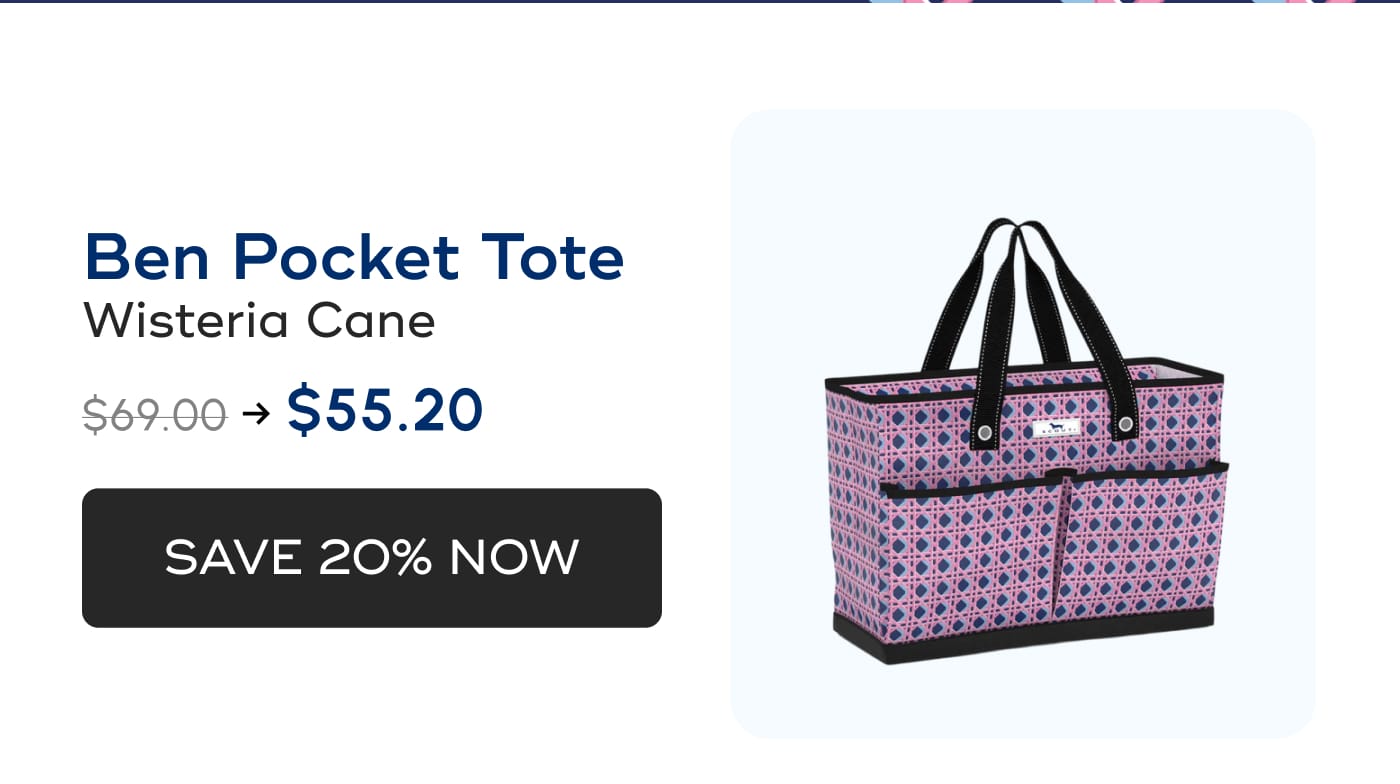 Ben Pocket Tote. Wisteria Cane. $69.00 → $55.20. SAVE 20% NOW