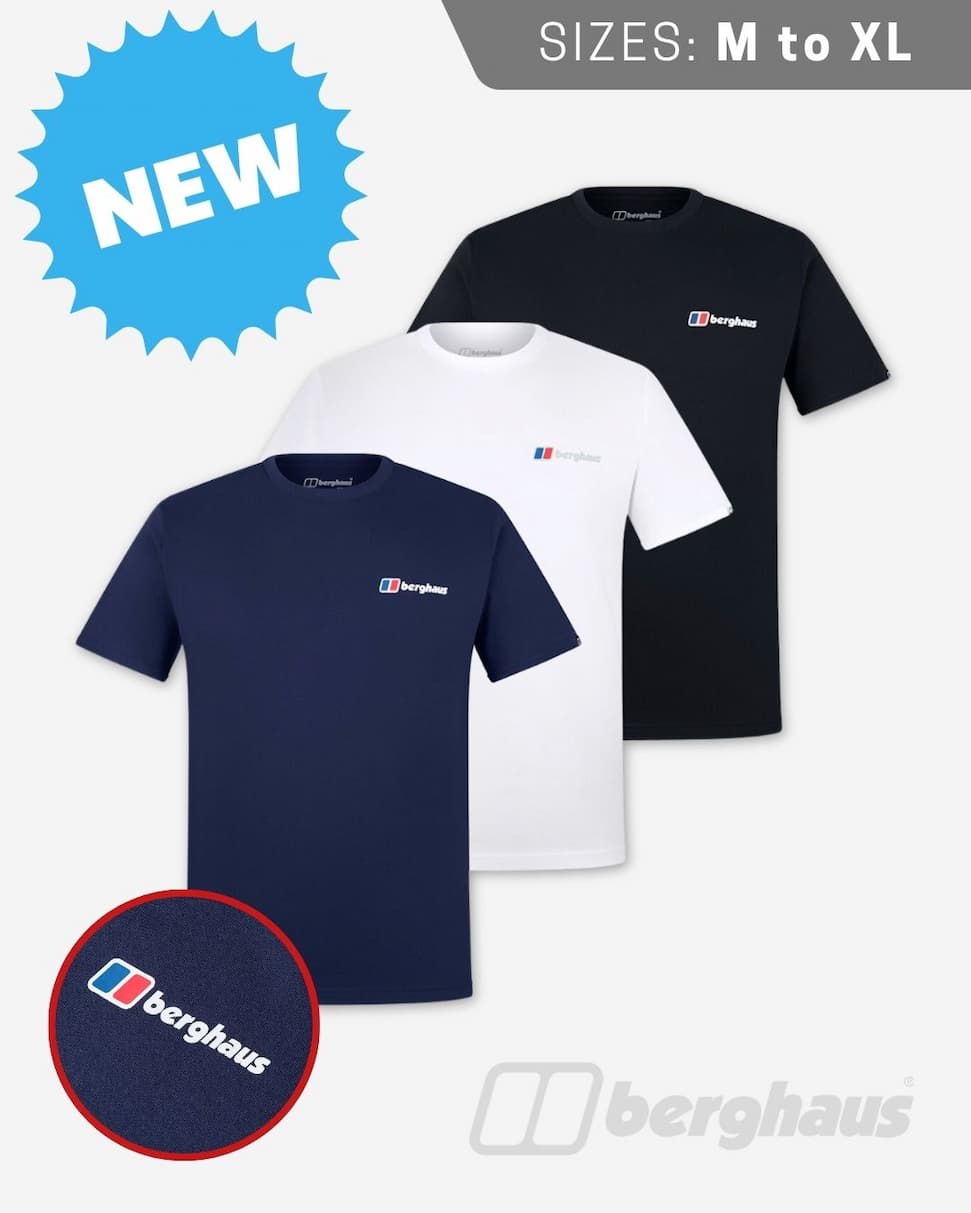 Berghaus Mens Front and Back Cotton Logo Graphic Comfy Classic T-Shirt