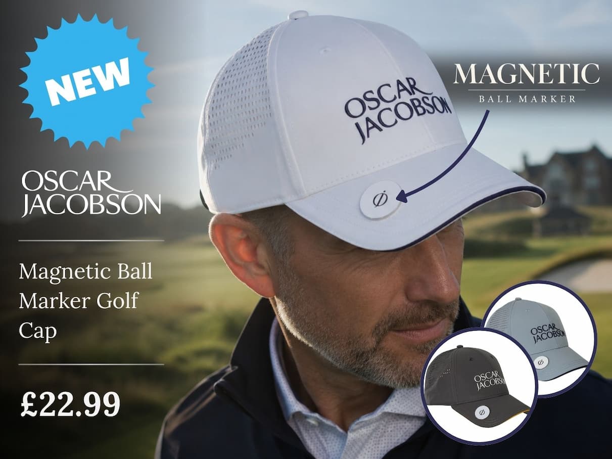 Oscar Jacobson Mens Hornsey Mesh Magnetic Ball Marker Adjustable Golf Cap