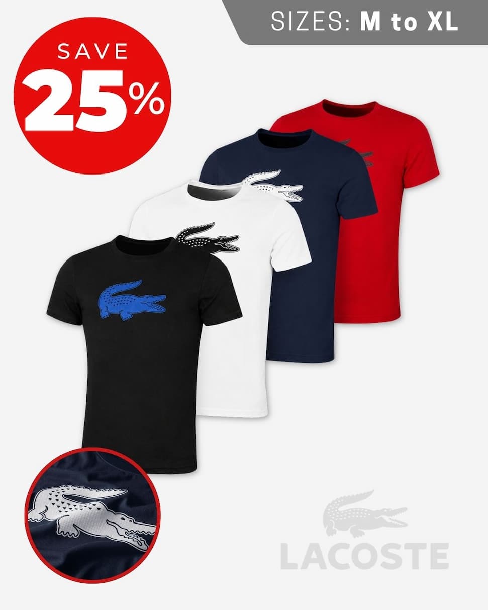 Lacoste Mens 2026 Sport 3D Print Croc Wicking Cotton Blend T-Shirt