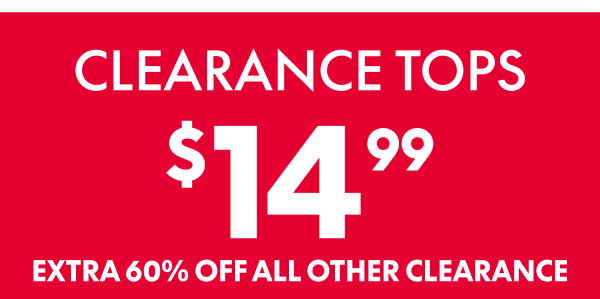 Clearance Tops $14.99