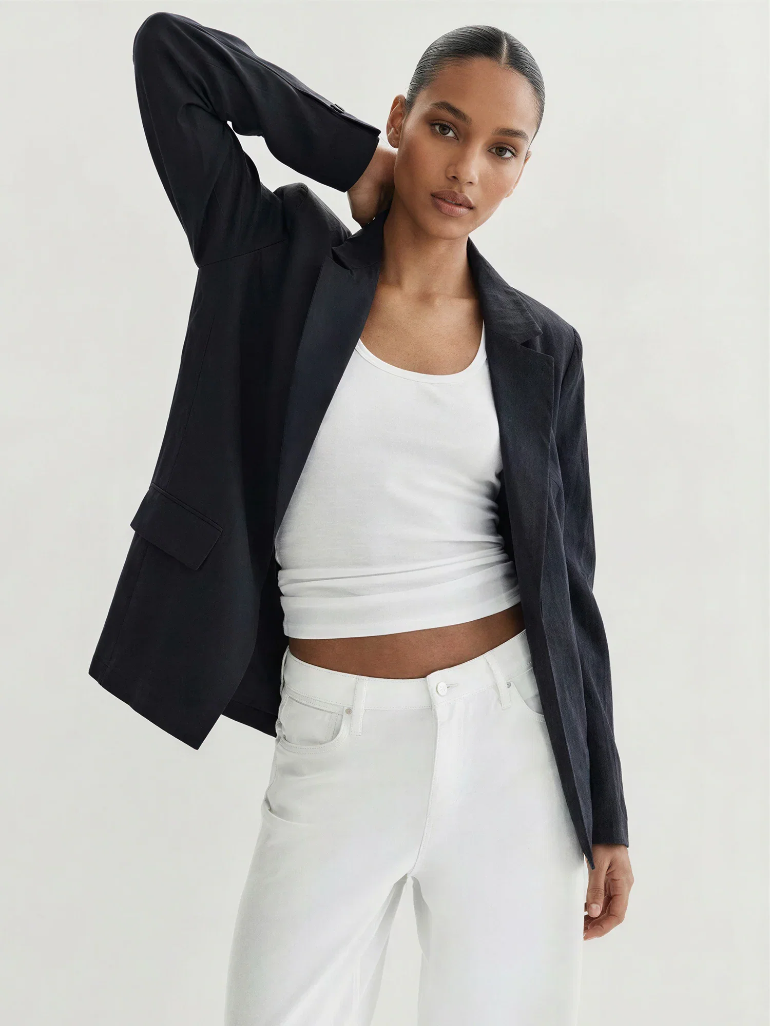 Image of Crinkle Flowy Open Blazer