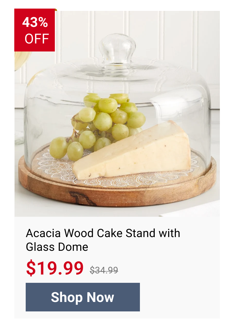 Acacia Wood Cake Stand with Glass Dome