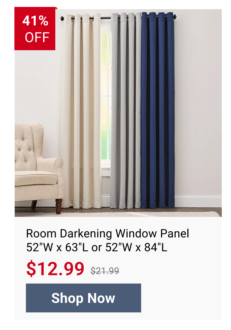Room Darkening Window Panel 52"W x 63"L or 52"W x 84"L