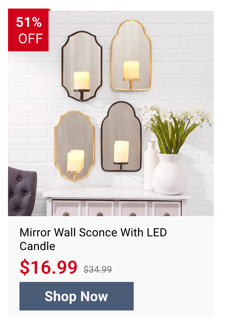 Mirror Wall Sconce With LED Candle