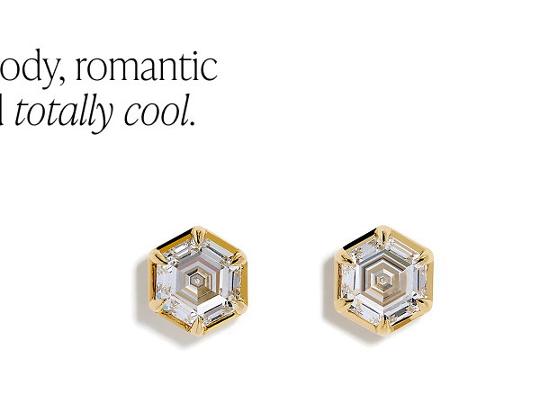 Lab Grown Diamond 2.00ct Hexagon Stud Earrings in 14K Yellow Gold