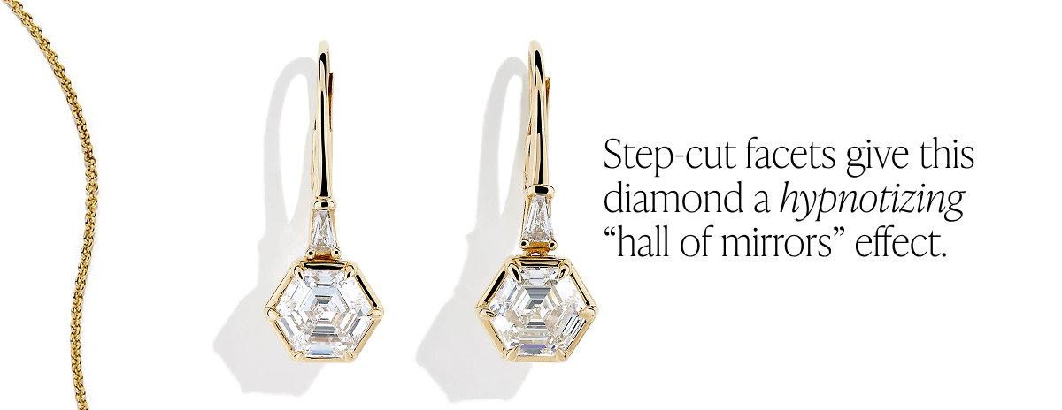 Lab Grown Diamond 2.00ct Hexagon Drop Earrings in 14K Yellow Gold