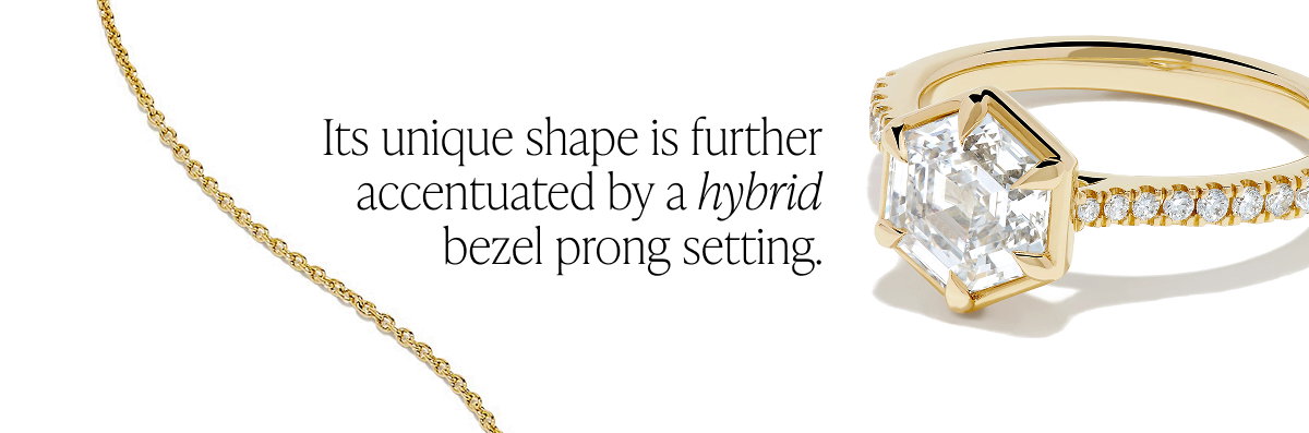 Lab Grown Diamond 2.00ct Hexagon with Pave Band Ring in 14K Yellow Gold