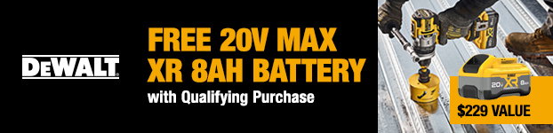 Dewalt Free 20V Max XR 8AH Battery with Qualifying Purchase, $229 Value