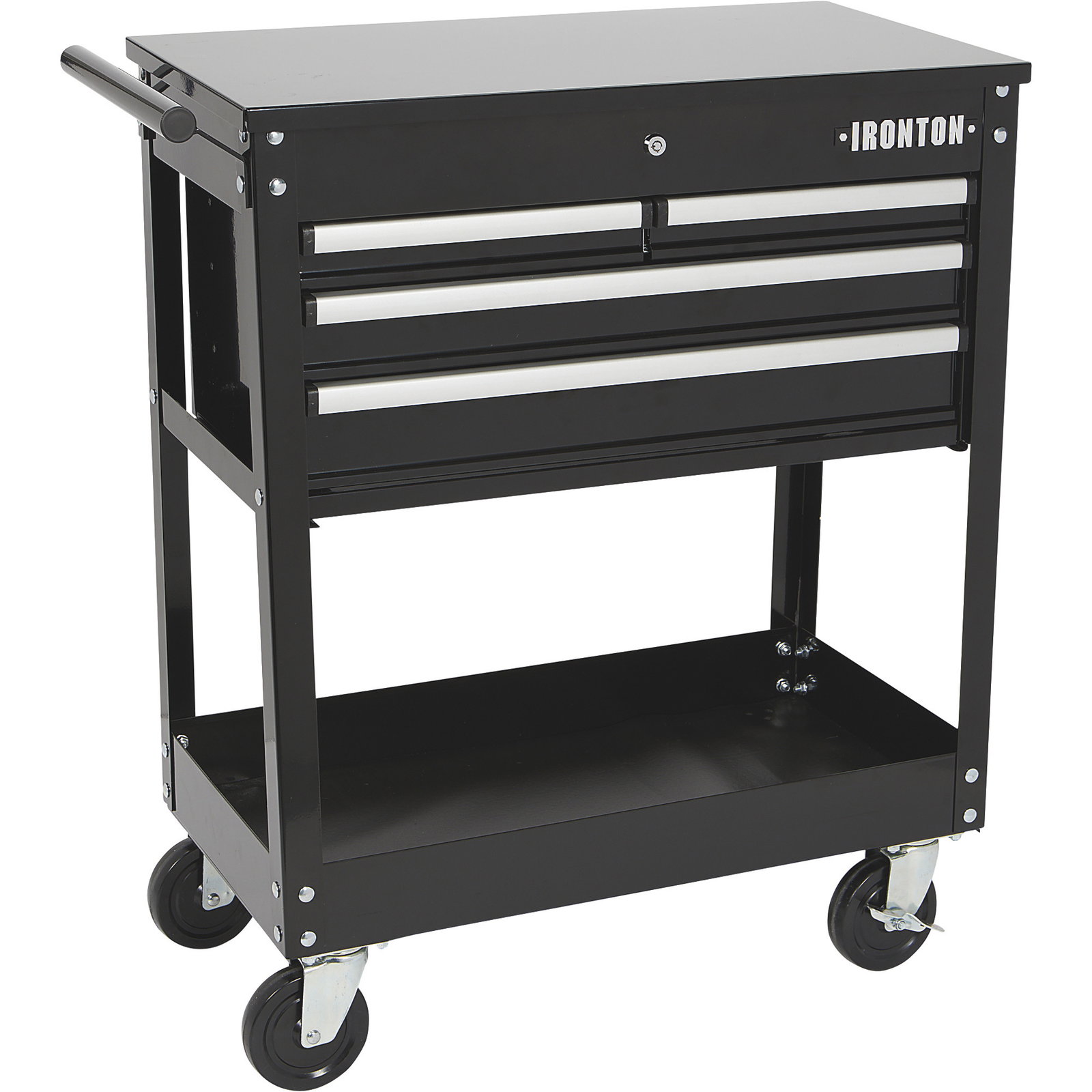 Ironton 4-Drawer Tool Cart, 30in.W, 33-7/8in.L x 17-5/8in.W x 39-1/8in.H, 500-Lb. Capacity
