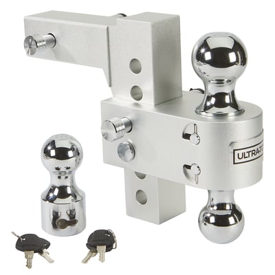 Ultra-Tow 6in. Adjustable Dual-Ball Mount with Third Ball, Aluminum, Class IV, 12,000-Lb. Trailer Weight, 5-5/8in. Drop, 6-1/2in. Rise, Fits 2in. Receivers