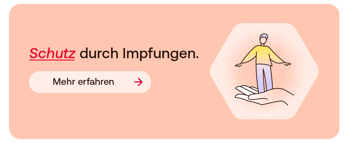 Illustration einer Person, die schützend auf einer Hand steht.