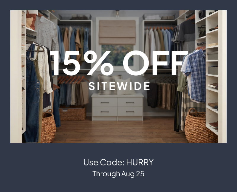 15% off sitewide. Use code: HURRY through August 25. 