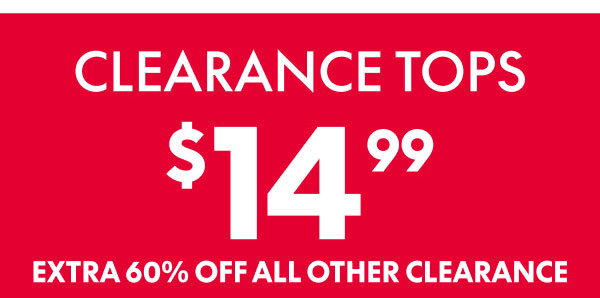 Clearance Tops $14.99