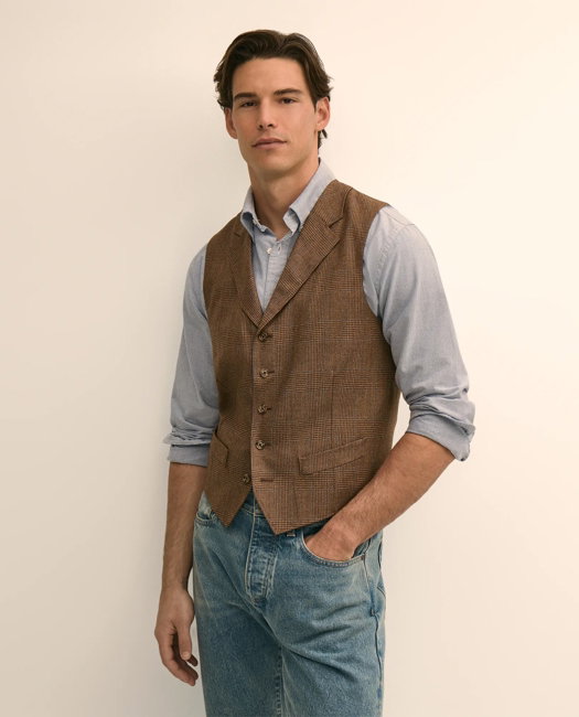 Image of Classic Fit Wool Glen Plaid Suit Vest