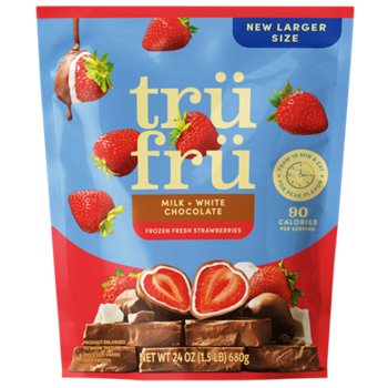 TruFru Milk + White Chocolate Covered Frozen Strawberries
