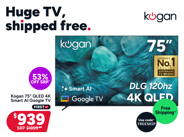 Kogan 75" QLED 4K Smart AI Google TV