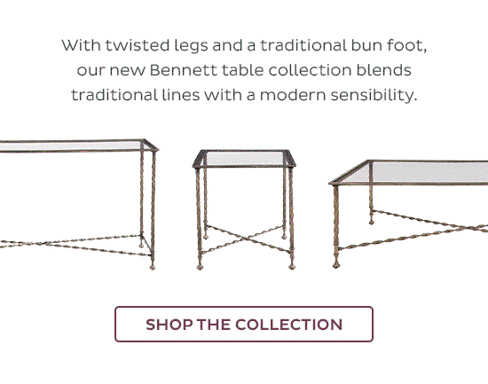 With twisted legs and a traditional bun foot, our new Bennett table collection blends traditional lines with a modern sensibility. - Shop the Collection
