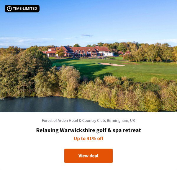 Relaxing Warwickshire golf & spa retreat