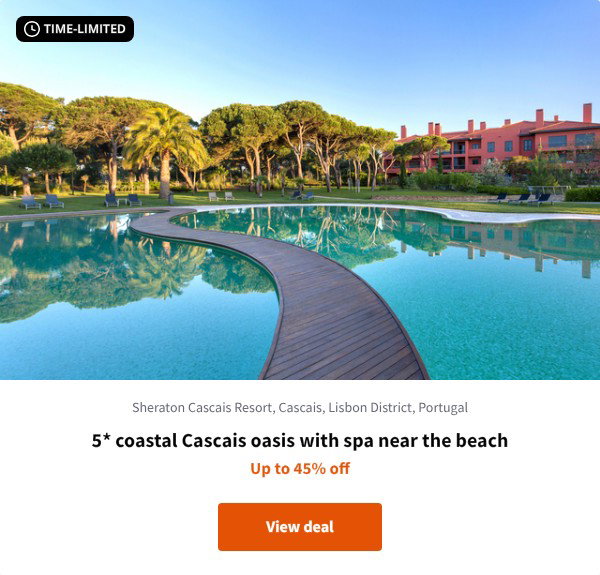 5* coastal Cascais oasis with spa near the beach