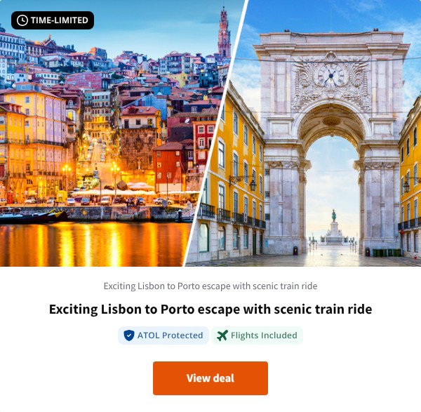 Exciting Lisbon to Porto escape with scenic train ride