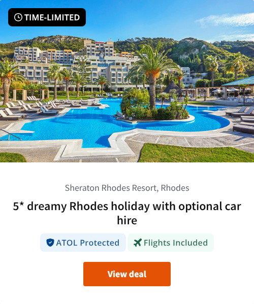 5* dreamy Rhodes holiday with optional car hire