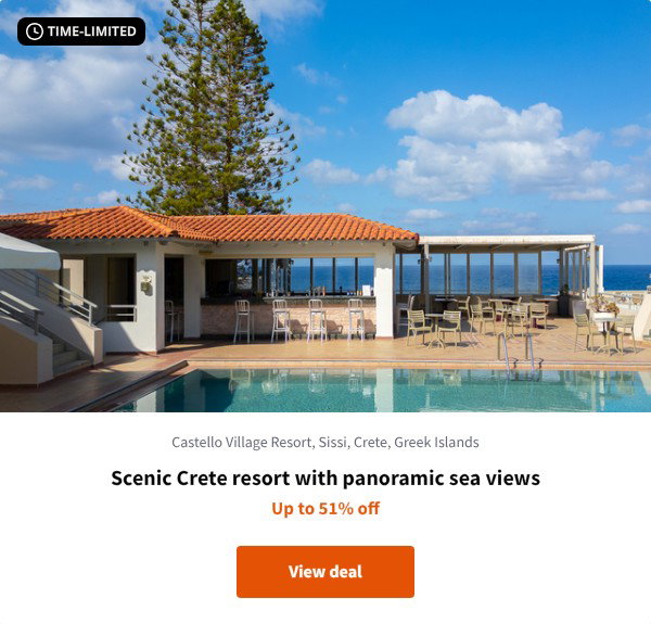 Scenic Crete resort with panoramic sea views