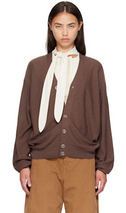 Brown Relaxed Twisted Cardigan - LEMAIRE
