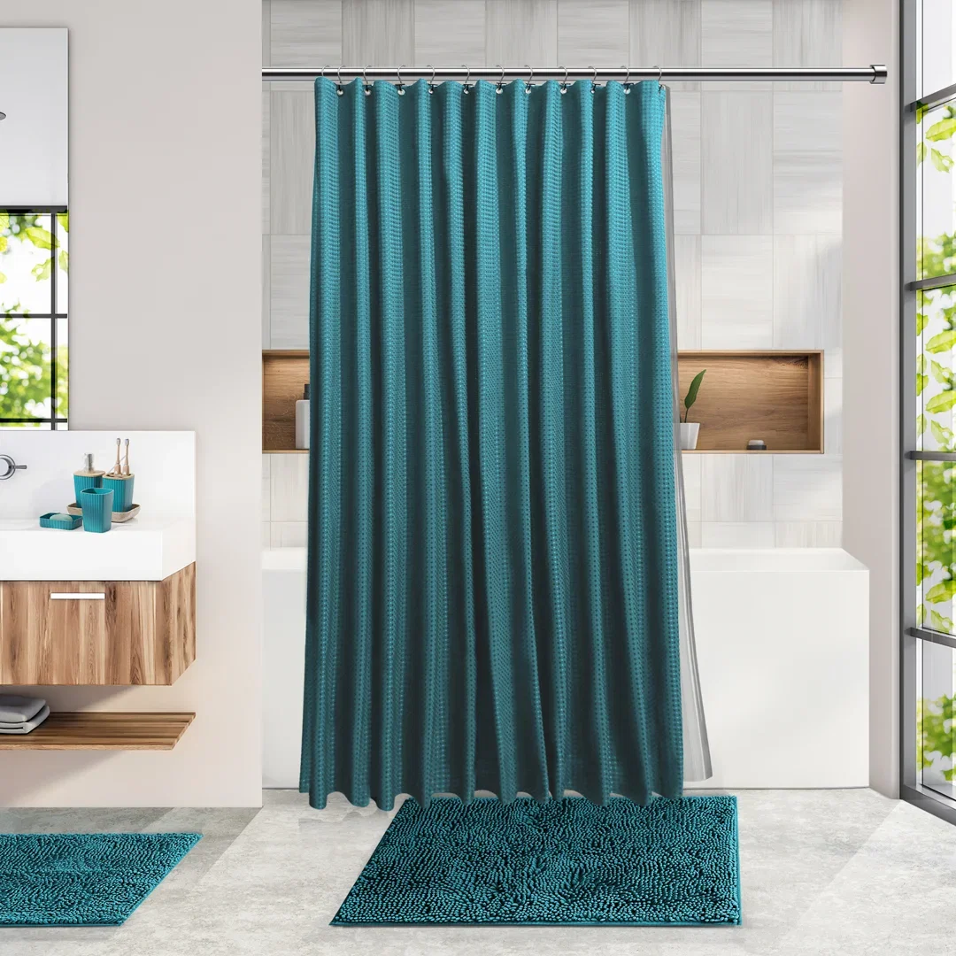 Complete 22 Piece Bathroom Accessory Set with Bath Rugs, Shower Curtain Set, Liner, and Hooks