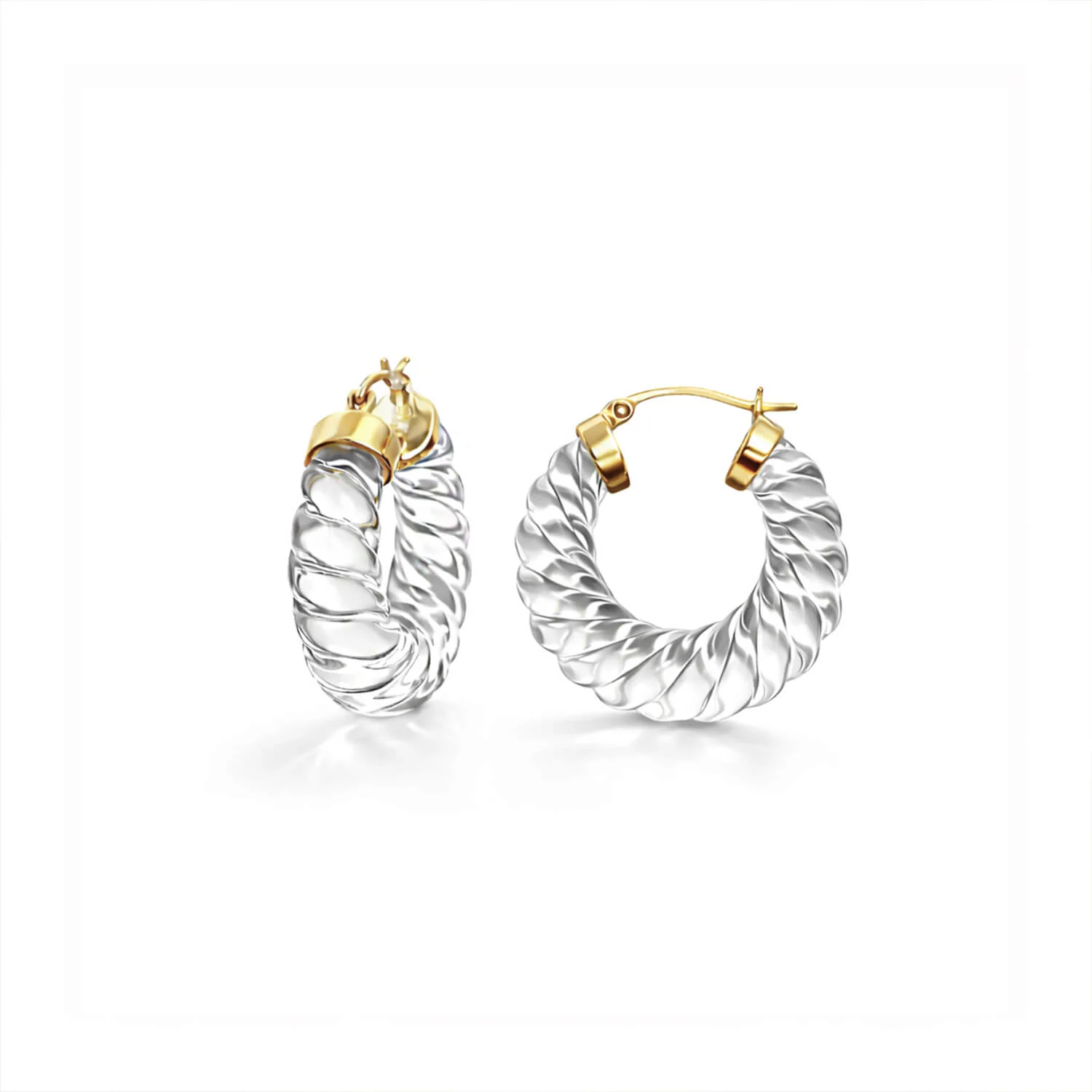 Image of SAMPLE SALE - Clear Chunky Rope Hoop Earrings