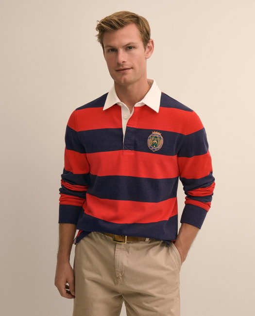 Image of Cotton Embroidered 1818 Rugby Shirt